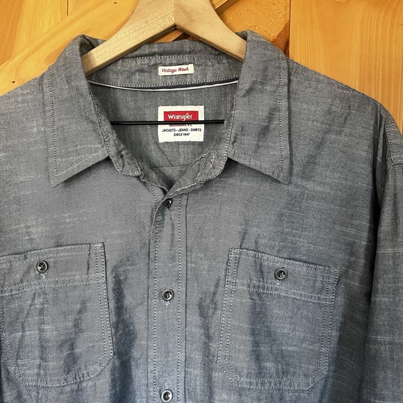 Wrangler Other - Wrangler Men's 3XL Light Gray Long Sleeve Button-Down Cotton Shirt RN130274